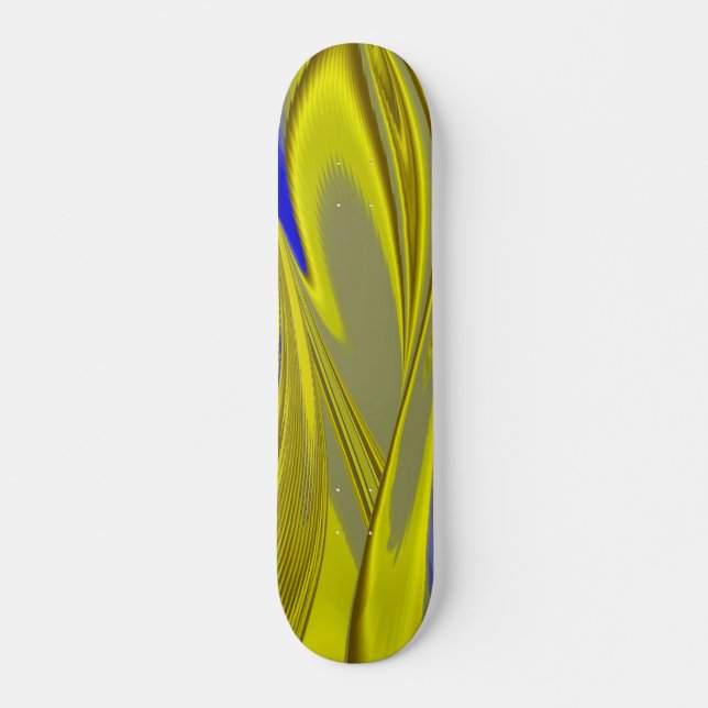 3D Abstract in Gold Yellow Blue Skateboard (Front)