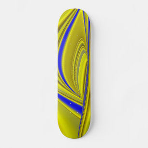 3D Abstract in Gold Yellow Blue Skateboard