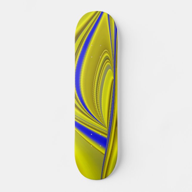 3D Abstract in Gold Yellow Blue Skateboard (Front)