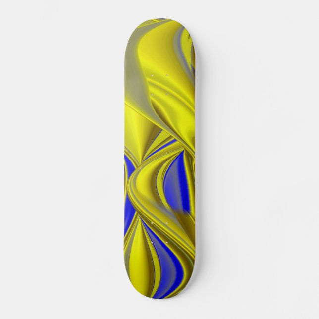 3D Abstract in Gold Yellow Blue Skateboard (Front)