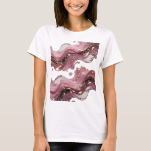 3D ABSTRACT LIQUID WAVES WITH SPARKLES AND GEMS T-Shirt