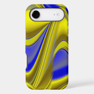 3D Abstract Rainbowart in Gold Yellow Blue