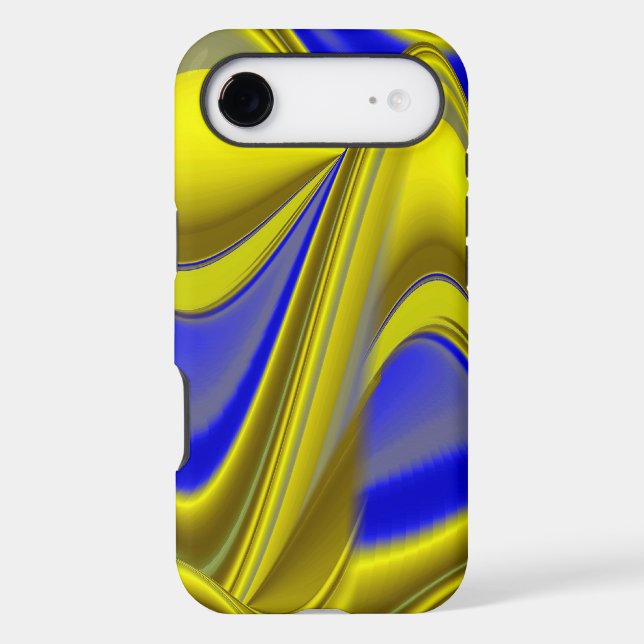 3D Abstract Rainbowart in Gold Yellow Blue (Back)