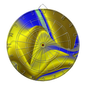3D Abstract Rainbowart in Gold Yellow Blue Dartboard