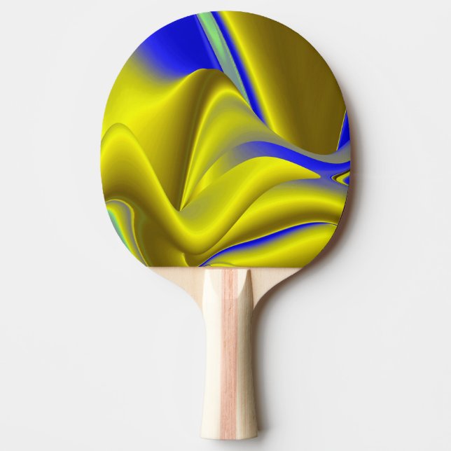 3D Abstract Rainbowart in Gold Yellow Blue Ping Pong Paddle (Front)