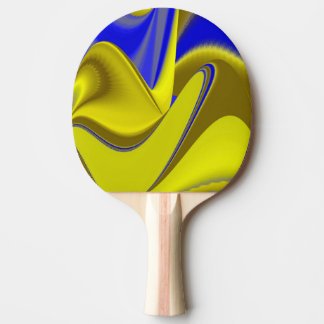 3D Abstract Rainbowart in Gold Yellow Blue Ping Pong Paddle