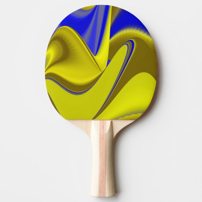 3D Abstract Rainbowart in Gold Yellow Blue Ping Pong Paddle (Front)