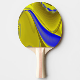 3D Abstract Rainbowart in Gold Yellow Blue Ping Pong Paddle