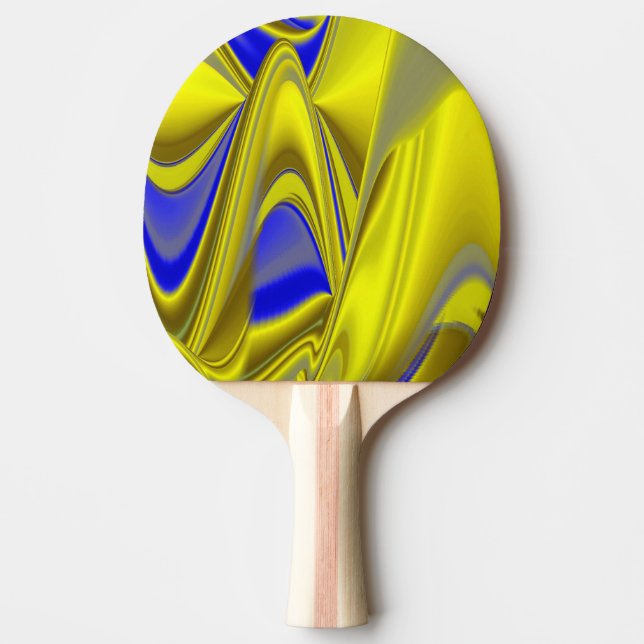 3D Abstract Rainbowart in Gold Yellow Blue Ping Pong Paddle (Front)