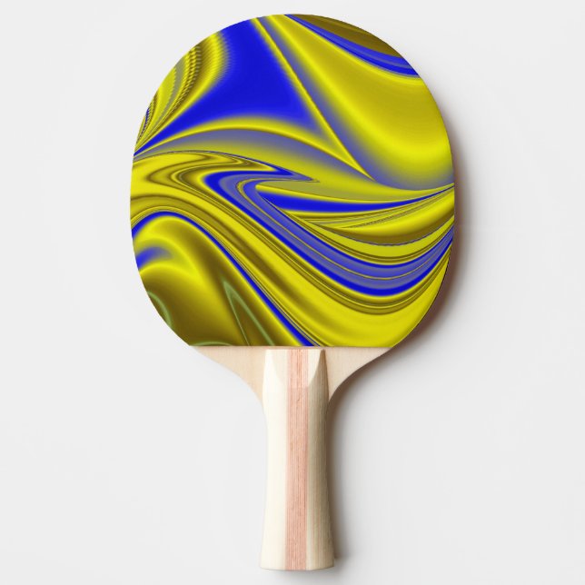 3D Abstract Rainbowart in Gold Yellow Blue Ping Pong Paddle (Front)