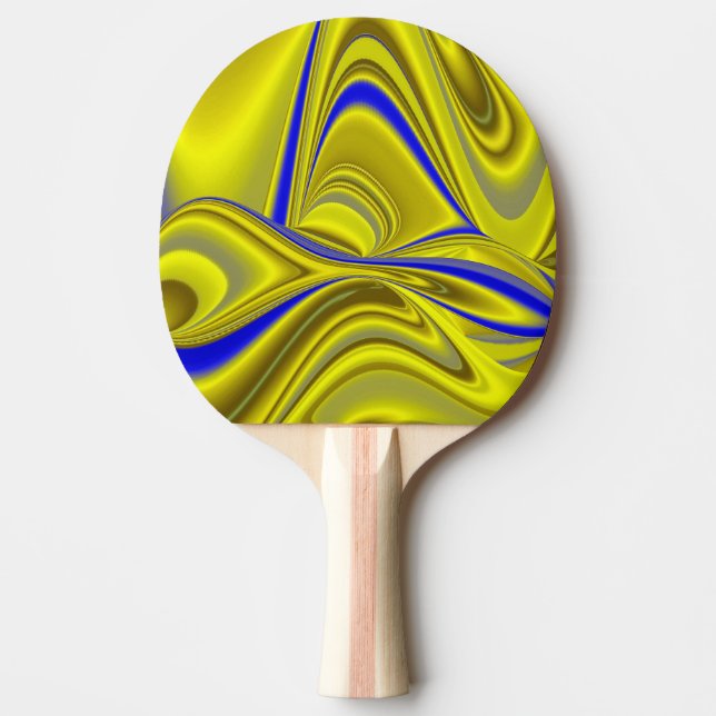 3D Abstract Rainbowart in Gold Yellow Blue Ping Pong Paddle (Front)