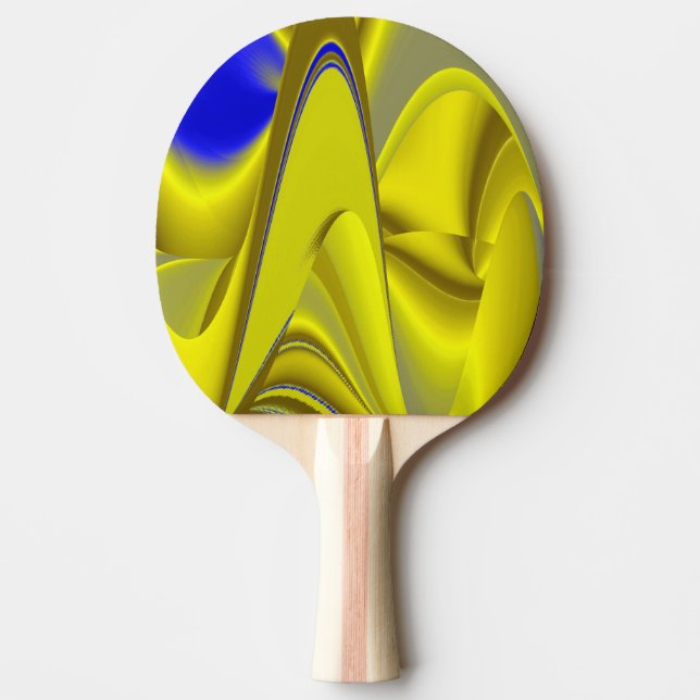 3D Abstract Rainbowart in Gold Yellow Blue Ping Pong Paddle (Front)