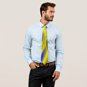3D Abstract Rainbowart in Gold Yellow Blue Tie