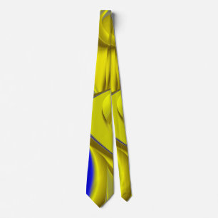 3D Abstract Rainbowart in Gold Yellow Blue Tie