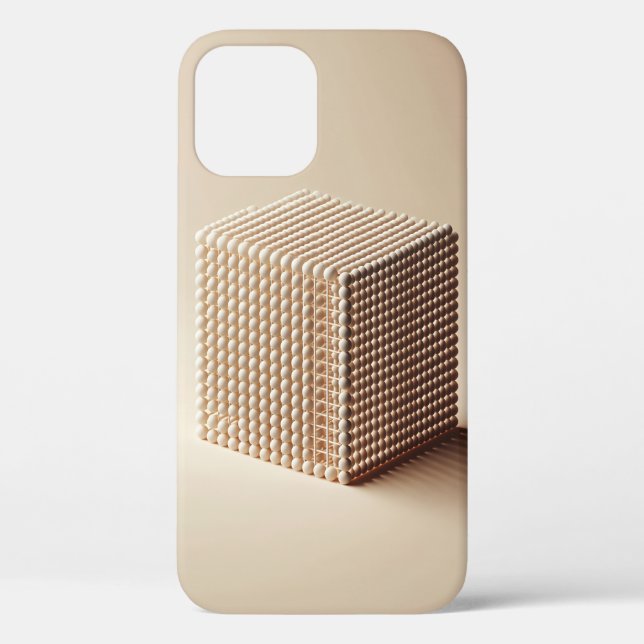 3D Abstract Spheres Cube - Minimalist Beige Phone  Case-Mate iPhone Case (Back)