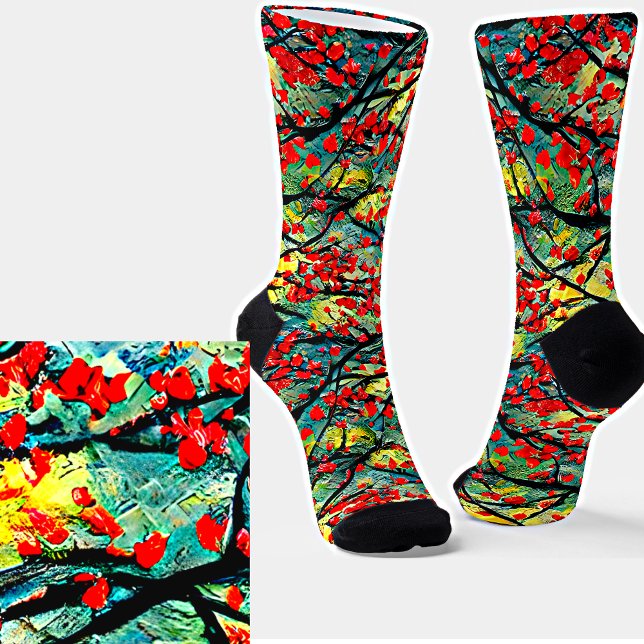 3d Acrylic Textured Paint Floral Painting Socks (Creator Uploaded)