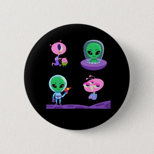 3D Alien Character Design 6 Cm Round Badge