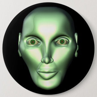3D Alien Head Extraterrestrial Being Button