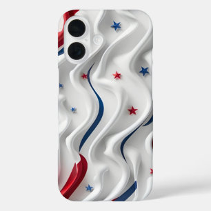 3D American Flag Design iPhone 16 Case