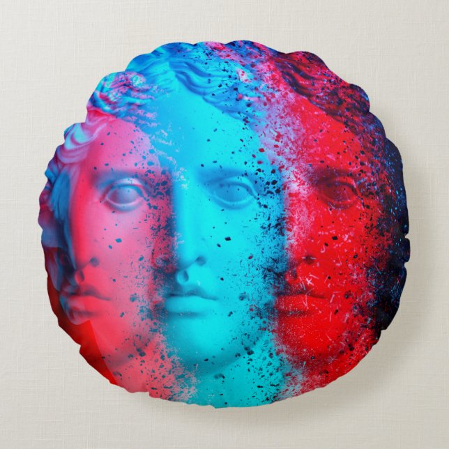 3d anaglyph effect. Covid-mutants. David Apollo. G Round Cushion (Front)