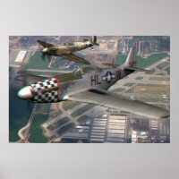 3D Anaglyph of P51 n Spitfire over Airfield