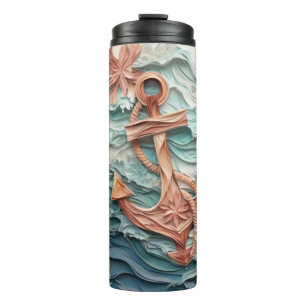 3d Anchor Sea Waves Art Thermal Tumbler