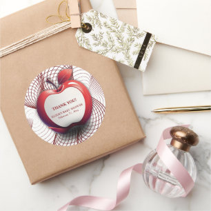 3D Apple of Our Eye Geometric Baby Shower Classic Round Sticker