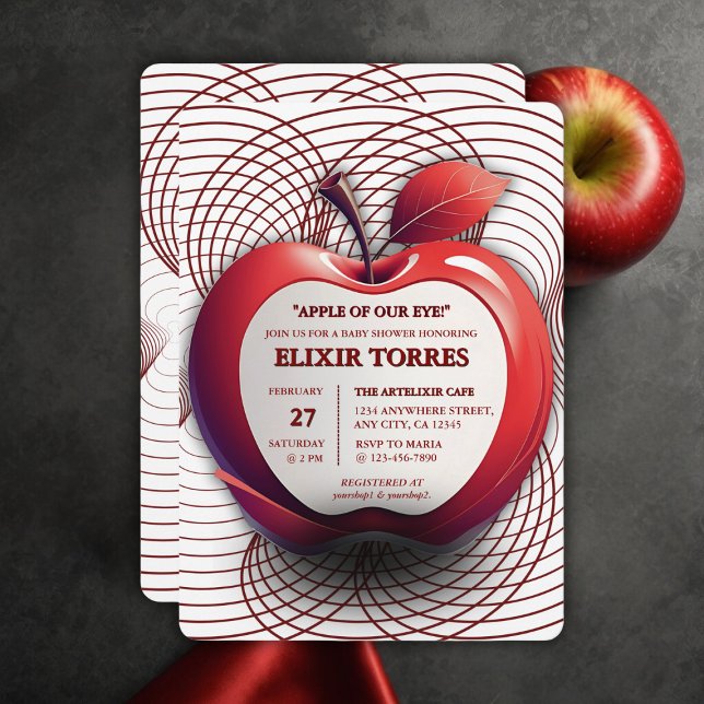 3D Apple of Our Eye Geometric Baby Shower Invitation (Creator Uploaded)