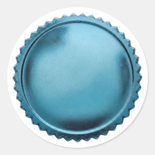 3D Aqua Blue Foil Seal Starburst Award Medal