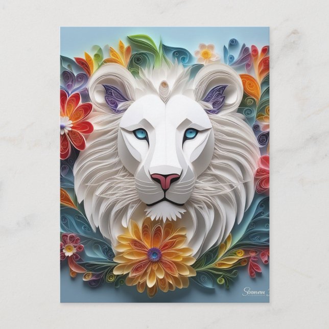 3D Art, Ethereal lion head fantasy concept art is  Holiday Postcard (Front)