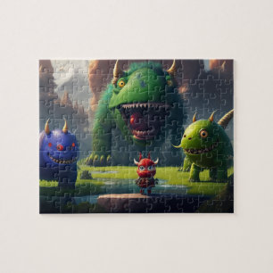3D Art Fantasy World Funny Cute Monsters Jigsaw Puzzle