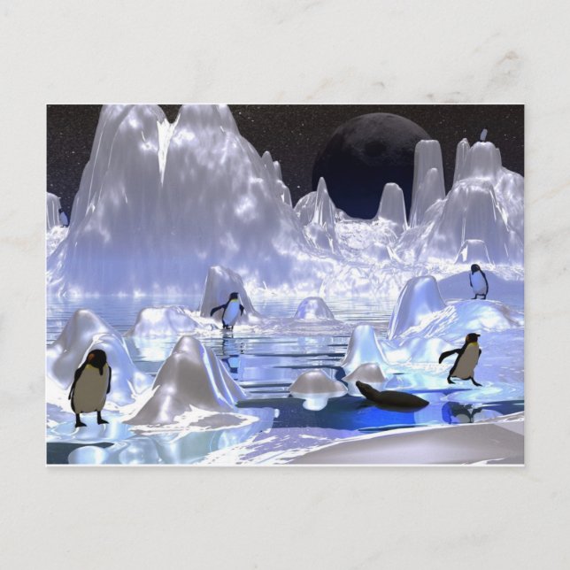 3d art penguin holiday postcard (Front)