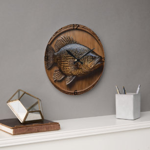 3D Australian Murray Cod Textured Print, Large Clock