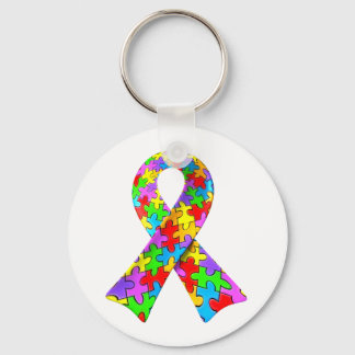 3D Autism awareness puzzle ribbon Key Ring