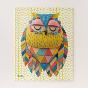 3D Aztec Owl Tribal Bird Patterned Illustration Jigsaw Puzzle