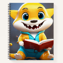 3D Baby Shark Mascot with Reading Glasses | Full-B