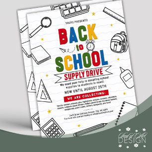 3D Back To School Supply Drive Typography Donation Flyer