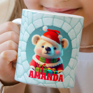 3D Bear Christmas Custom Kids Hot Chocolate Coffee Mug