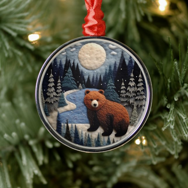 3D Bear Woodland Animal Chirstmas  Metal Tree Decoration (Tree)