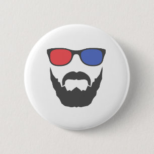 3D beard 6 Cm Round Badge