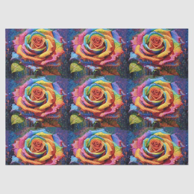 3d Beautiful Rainbow Rose Decoupage Tissue Paper (Front)