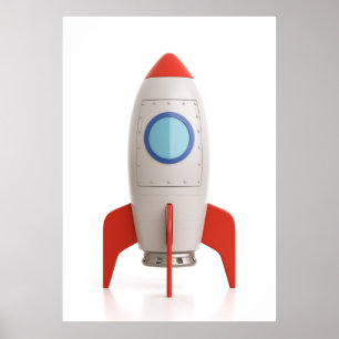 3D big cartoon spaceship Poster