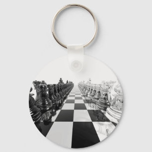 3D Black and White Chess Board Key Ring