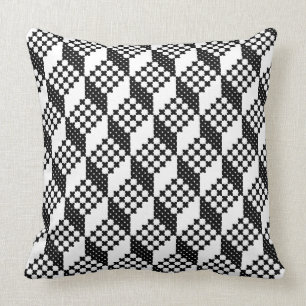 3D black and white cross-stitch cubes pattern Cushion