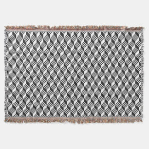 3D black and white cross-stitch cubes pattern Throw Blanket