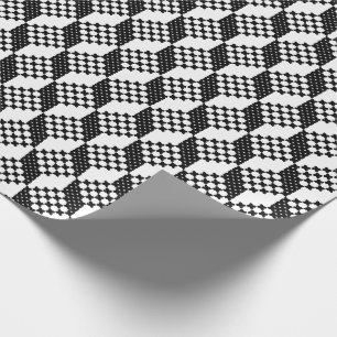 3D black and white cross-stitch cubes pattern Wrapping Paper