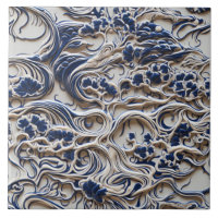 3D Blue and White Tree, Seamless, Organic Forms
