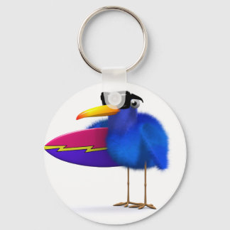 3d Blue Bird Surfboard Key Ring