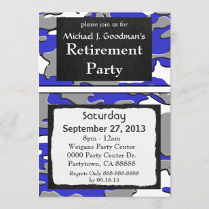 3d blue camo invitation