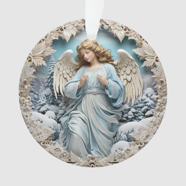 3d Blue Christmas Angel Ornament (Front)